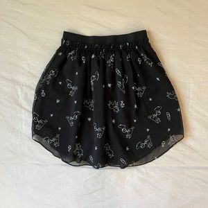 Aritzia Talula⎜CHIFFON MINI SKIRT⎜BLACK / ESPACE / CATS